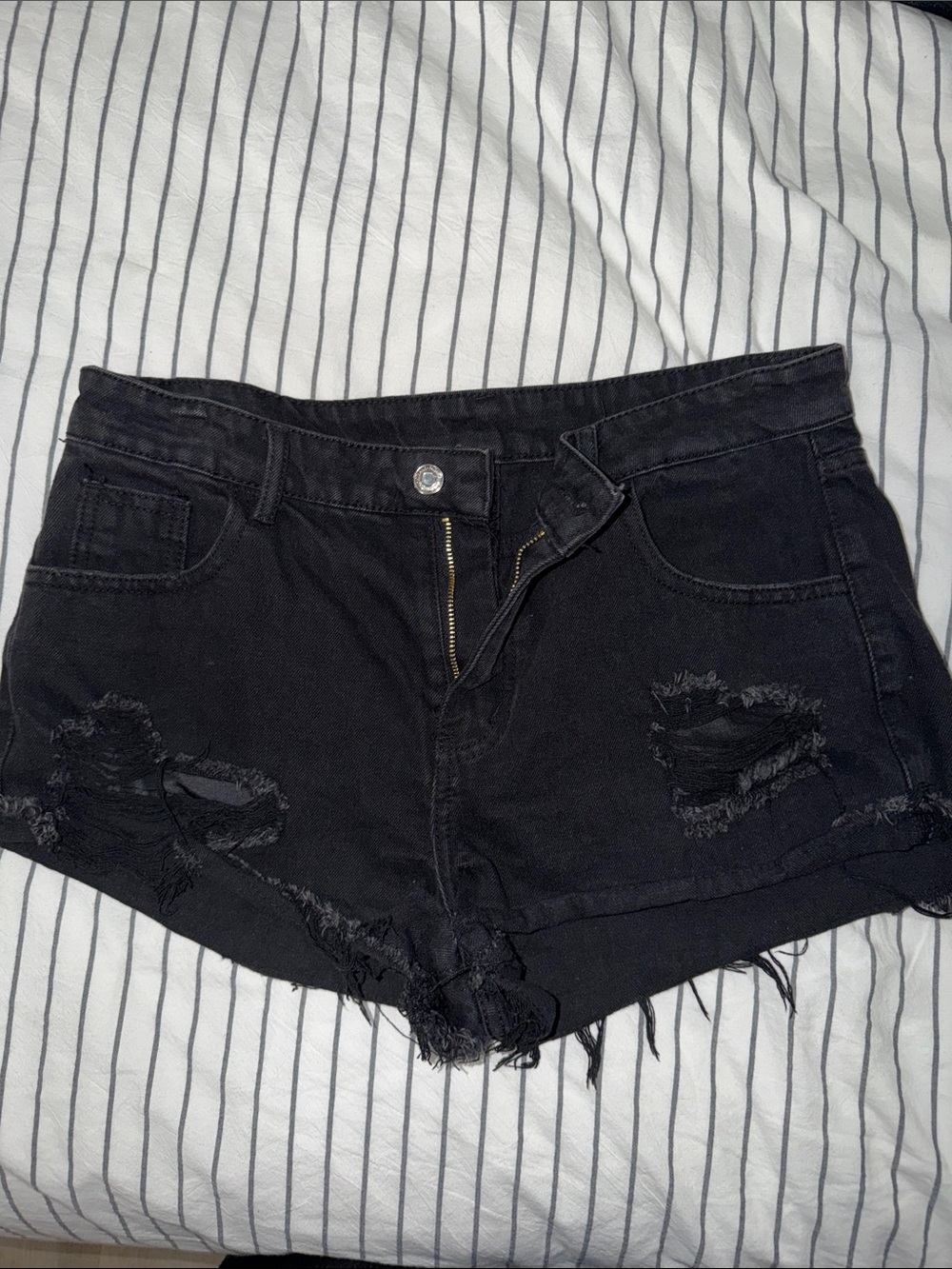 Black Distressed Women’s Denim Shorts